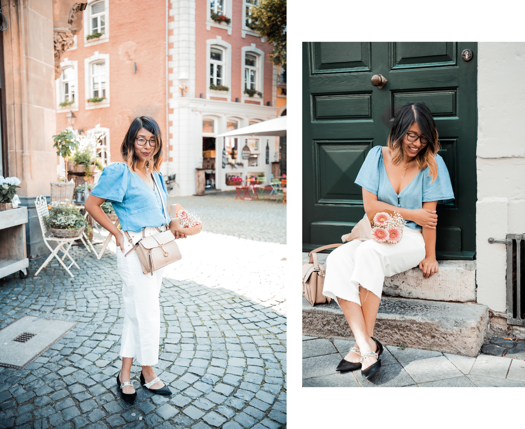 in high fashion laune | Outfit weisse Culottes Jeansbluse